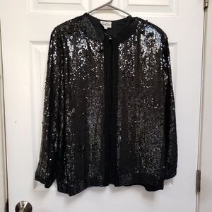 Tan-Chho Vintage Black Silk Beaded Sequin Jacket